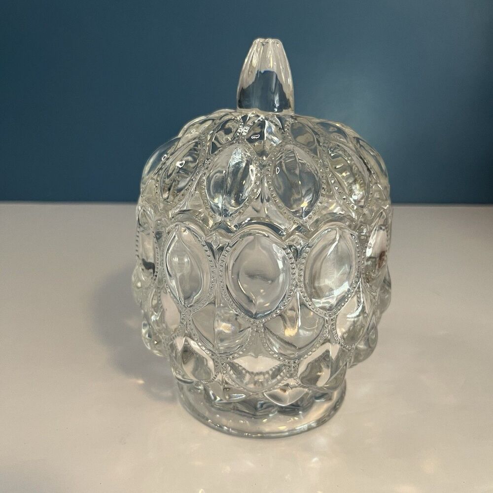 Fostoria Frisco #1229 Clear Candy Dish with Lid Egg Diamond Design Signed *READ